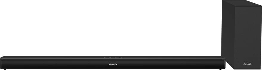 Soundbar Aiwa HE-1200SW 2.1 120 W RMS me subwoofer wireless, Bluetooth 5.3, HDMI ARC, e zezë