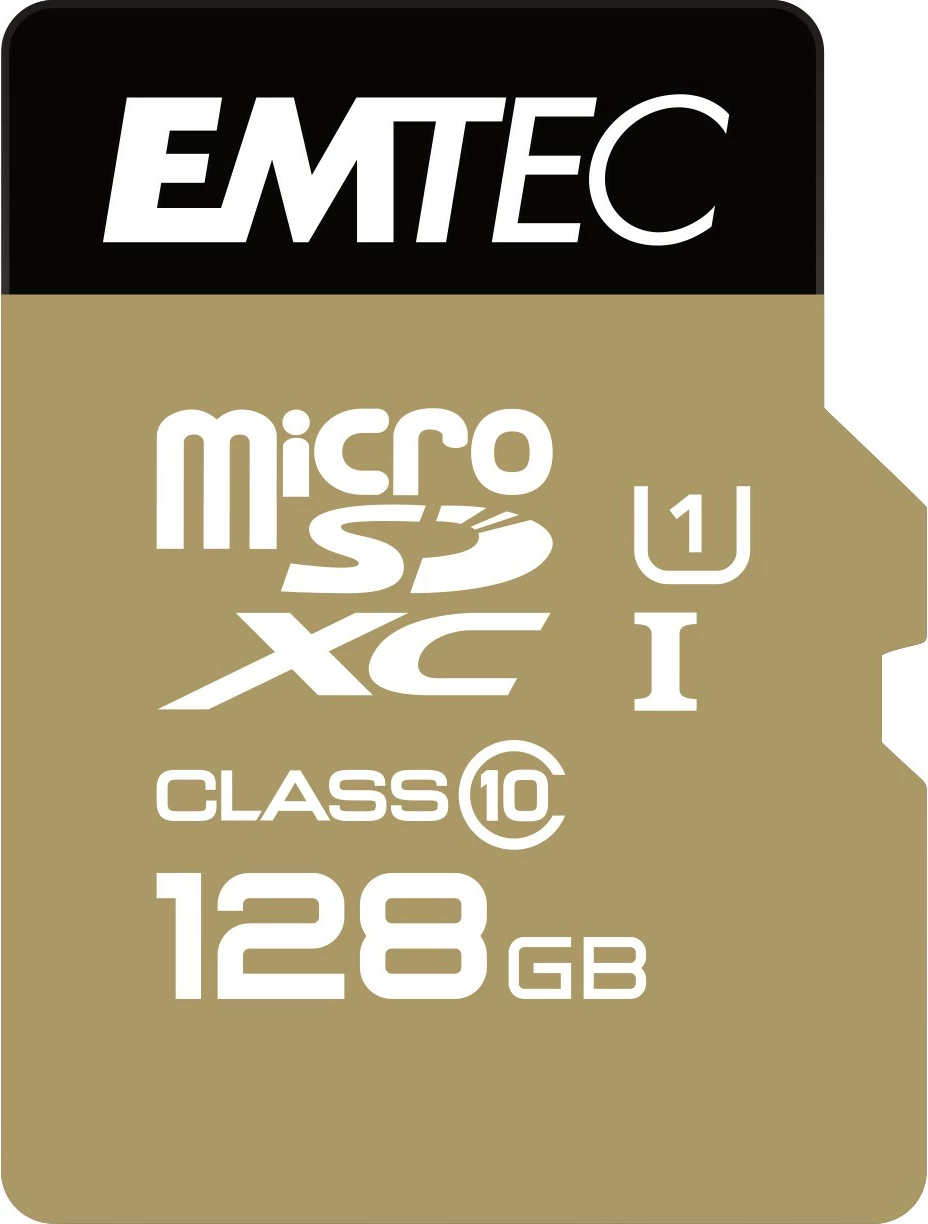 Kartelë memorie EMTEC microSDXC 128GB Class 10, e zezë/artë