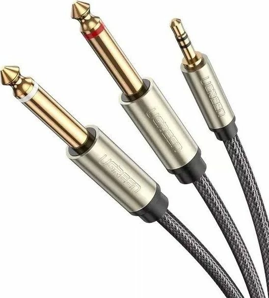 Kabllo audio Ugreen AV126 3.5mm në 2x6.3mm, 2m, gri (10615)