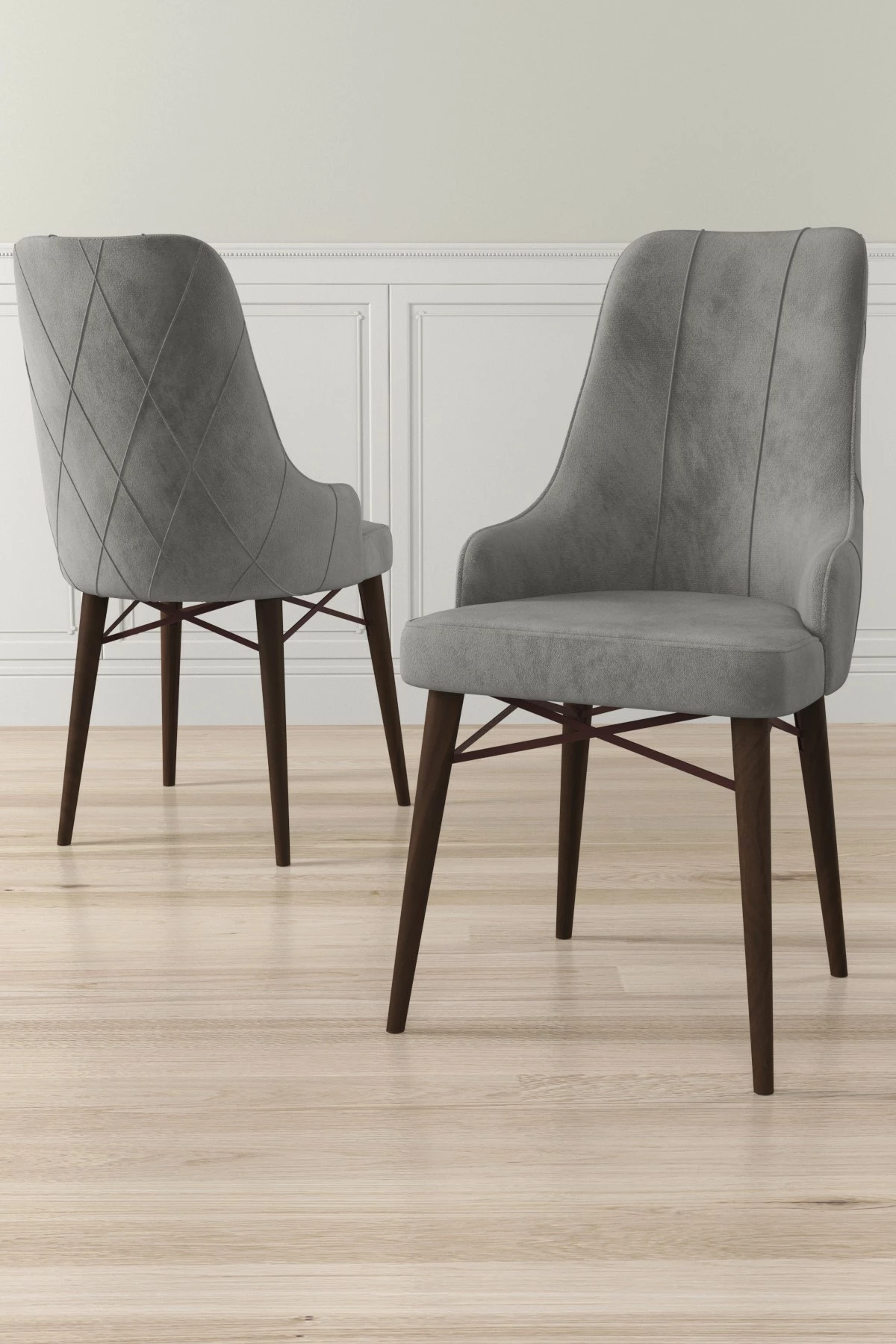 Set karrigash (4 copë) Hanah Home, Neta, gri, kafe