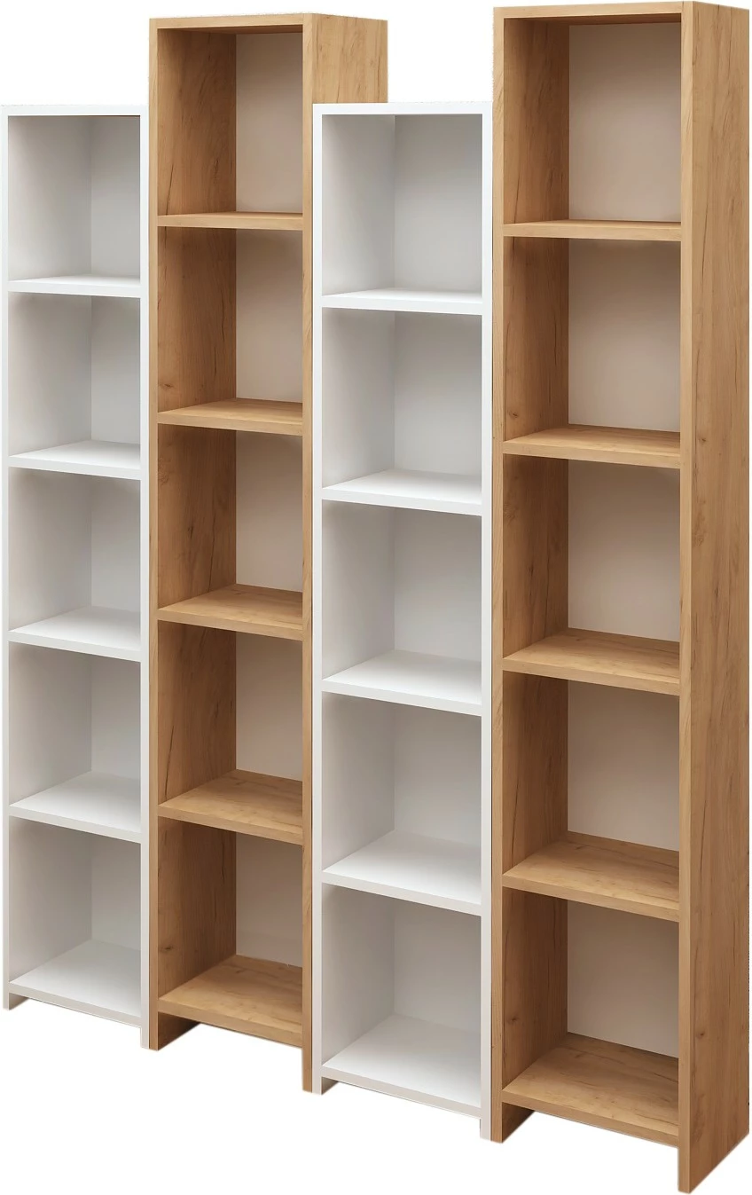 Raft librash Hanah Home, Semm, ngjyrë lis dhe e bardhë, 4 copë
