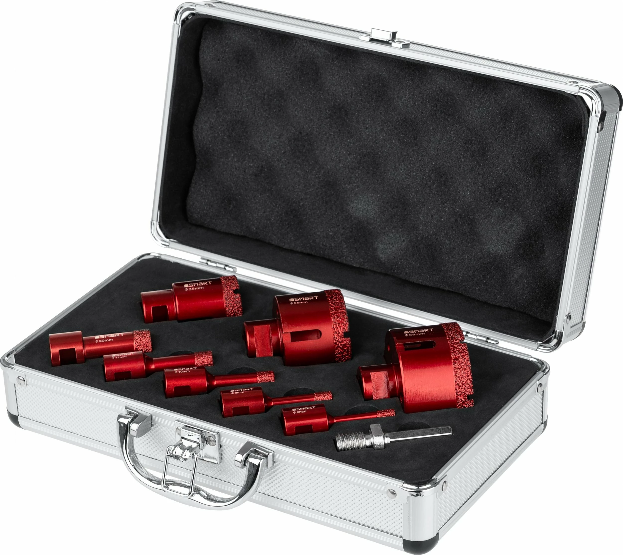 Set shpuesash diamant Smart SM-25-SET9 6-68mm M14, 9 copë, për gres/keramikë, me kuti alumini