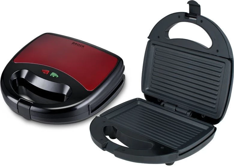 Toaster grill kontakti Brock SGM 2002 RD 750 W, pllakë anti-ngjitëse, termostat automatik, kuqe/zezë