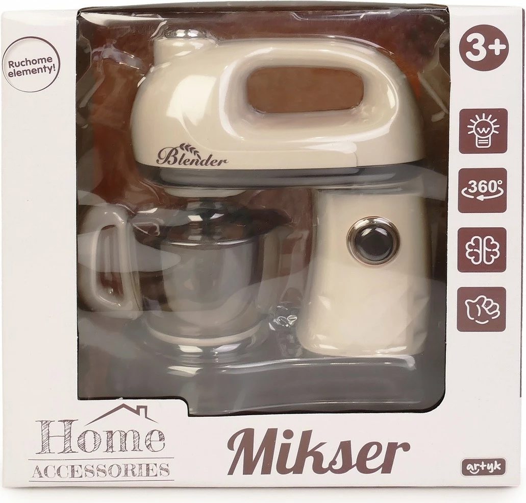 Mikser lodër me tas, Artyk 180514, bateri AA, dritë LED, bezhë-kafe