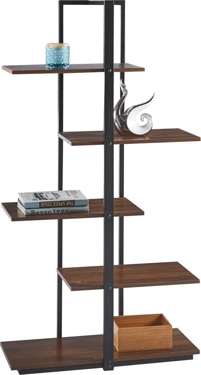 Rrafshinë OMNI FH18074.04, kornizë metalike e zezë, melaminë arre, 80x34x151.5 cm