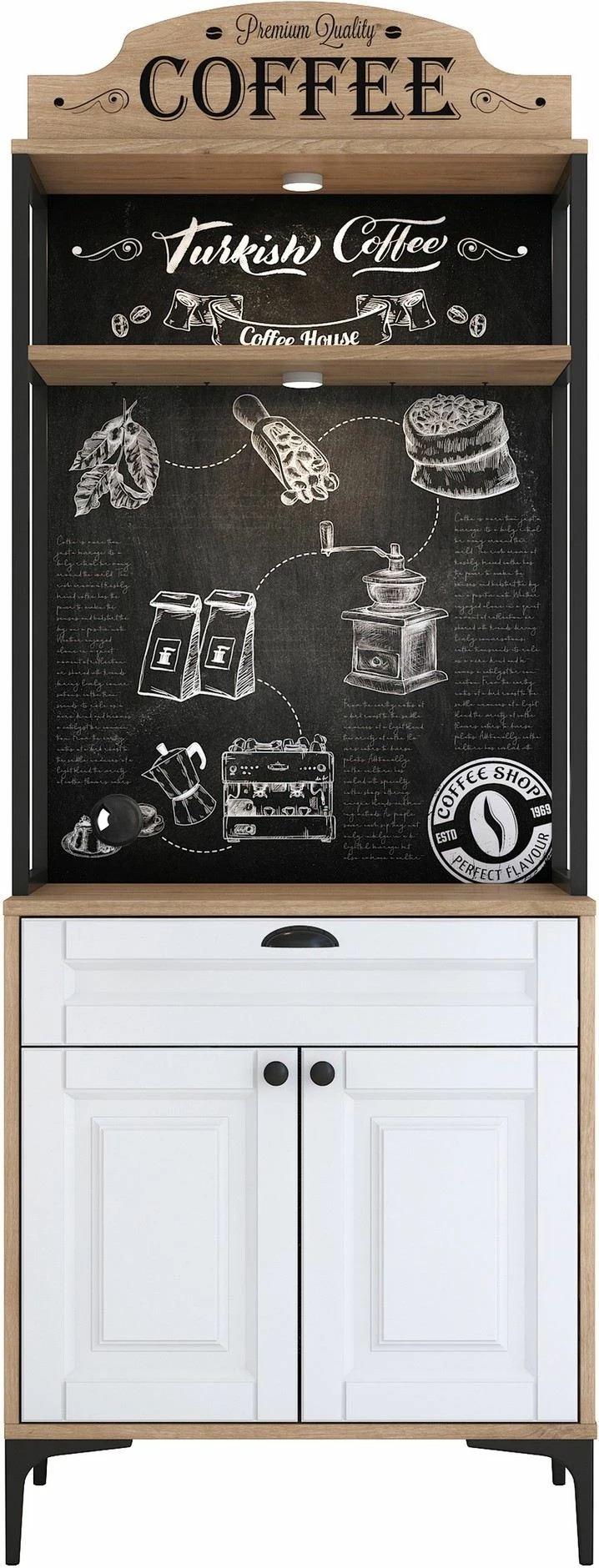 Dollap multifunksional Hanah Home, JE157 - 3123, ngjyrë arrë dhe e bardhë