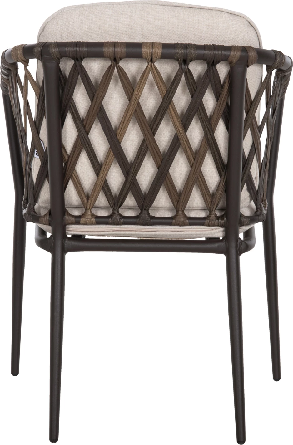 Karrige alumini BOLLY FH6080, kornizë kafe-sintetik ratan, jastëkë kafe-bezhë, 58.5x67x86H cm, set prej 4 copë