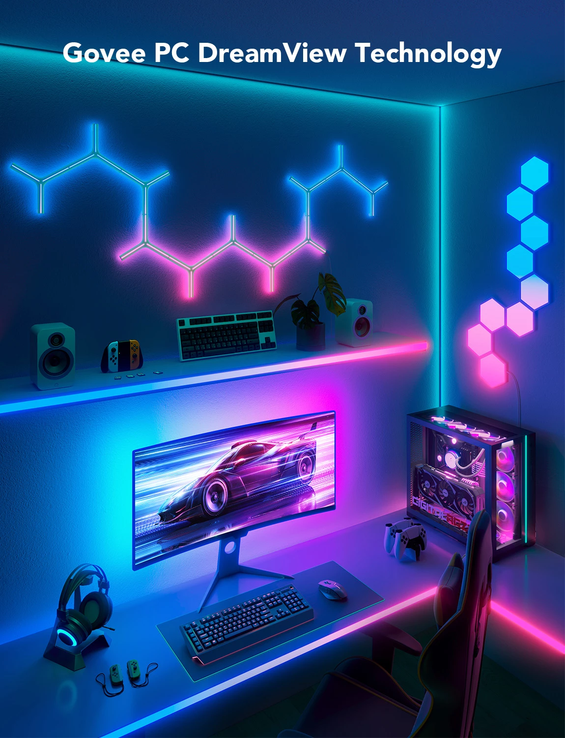Shirit LED gaming Govee G1 H6609 për monitor 24-26\", RGBIC, Wi‑Fi + Bluetooth