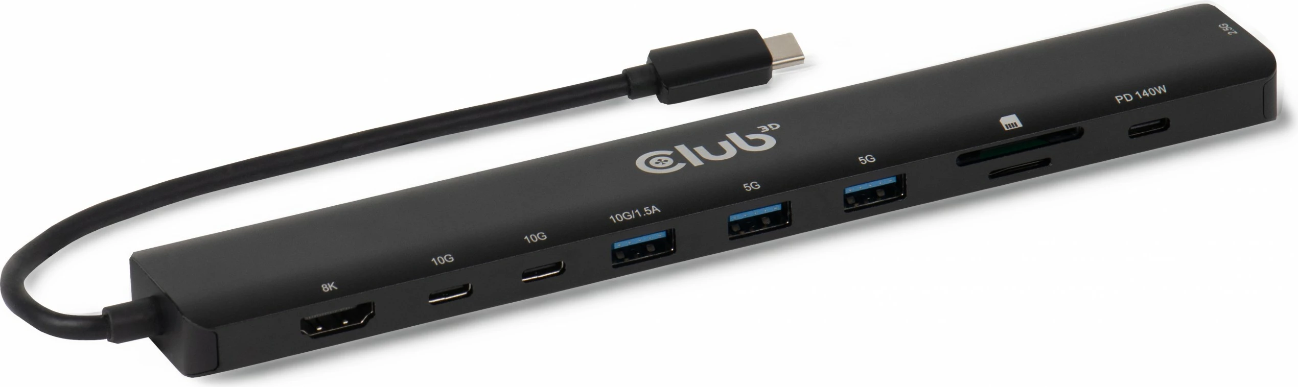 USB-C HUB Club3D 10in1, HDMI, 3xUSB-C, 3xUSB, LAN, 8K30Hz, PD140W, zi