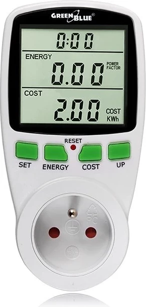 Matës i konsumit të energjisë Greenblue GB202, 0 - 9999W, i bardhë