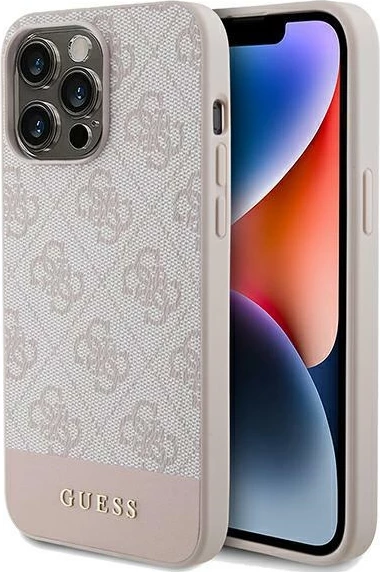 Mbështjellës Guess 4G Stripe për iPhone 14 Pro, Rozë