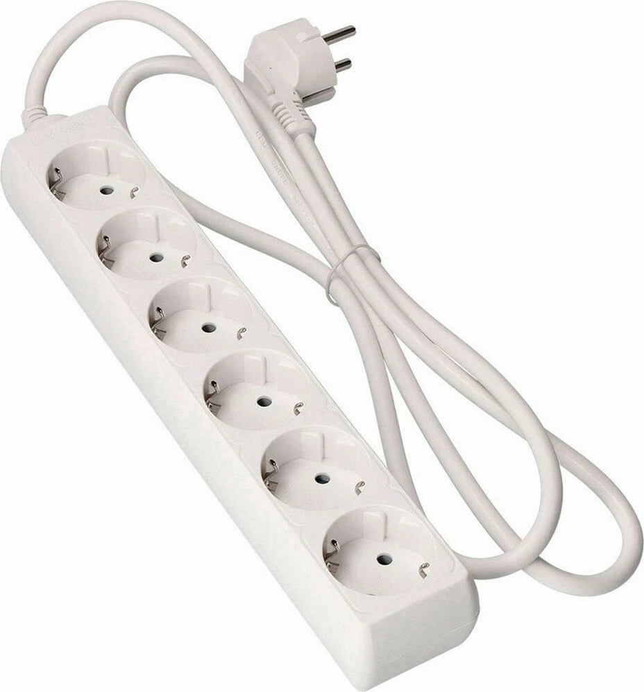 Kabllo vazhduese me switch EDM 41006 Schuko, 6 priza, 1.5m, e bardhë                     
