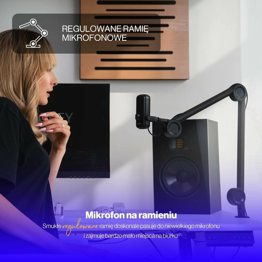 Mikrofon Endorfy Solum Voice EY1B014, USB-C, kardioid, me krah tavoline, RGB, i zi, set