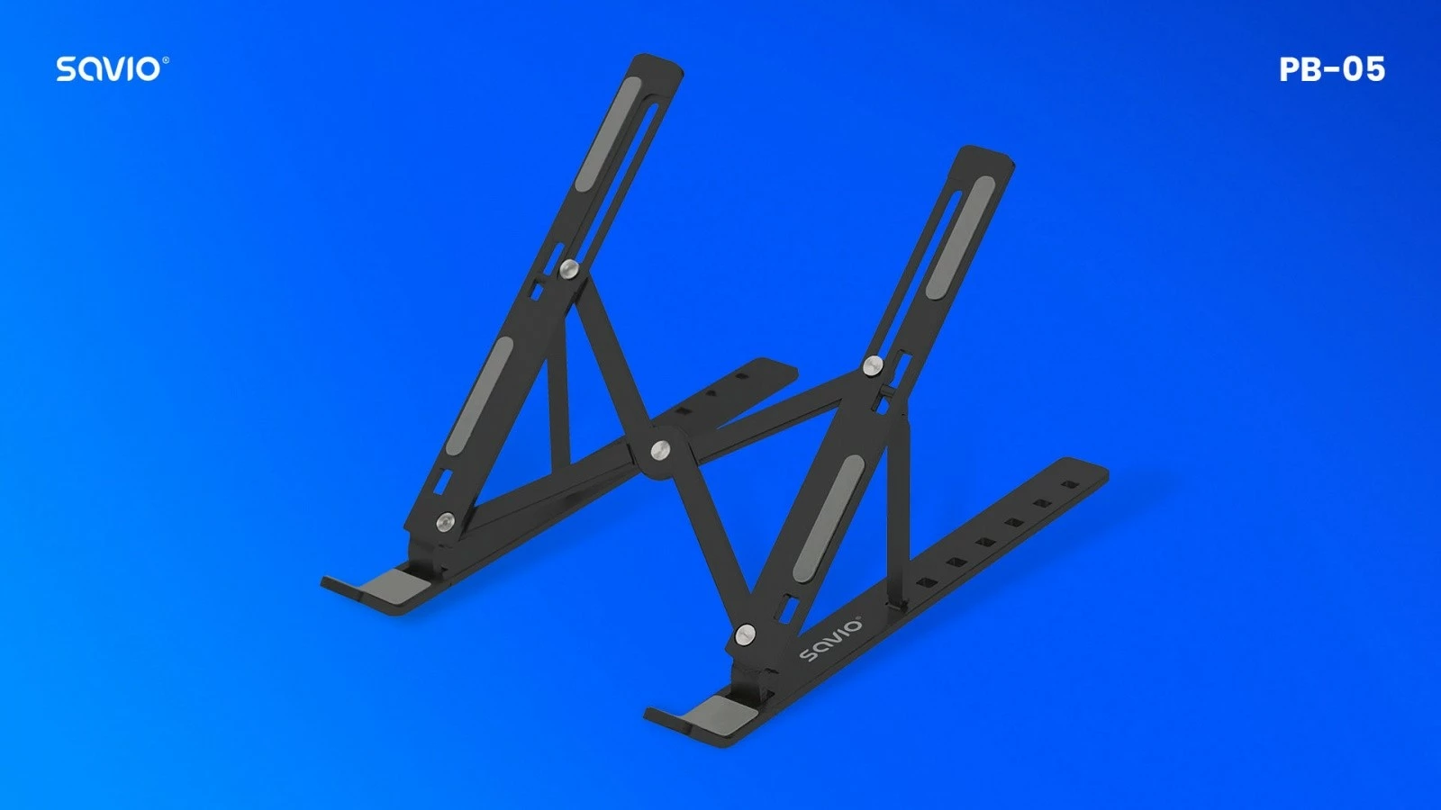 Mbajtës portativ për laptop/tablet Savio PB-05, alumini, i zi