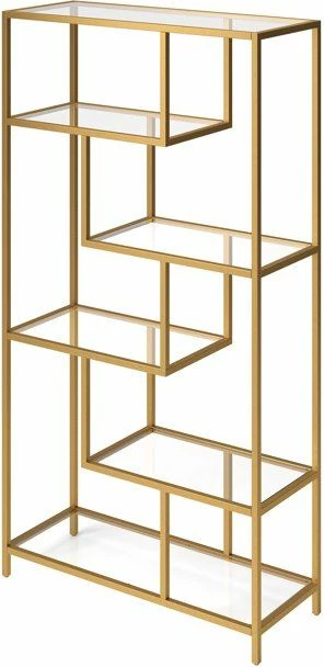 Raft librash dekorativ, ngjyrë ari, xham transparent, Skye Decor, By-30