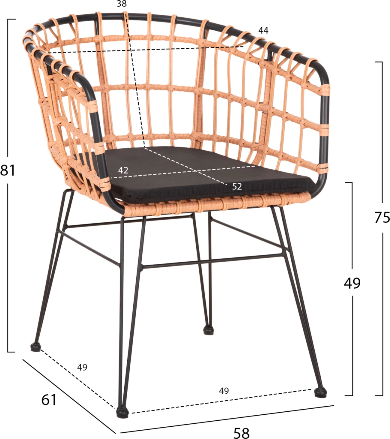 Set kopshti ALLEGRA FH21051, 4 pjesë, ratan/të zeza
