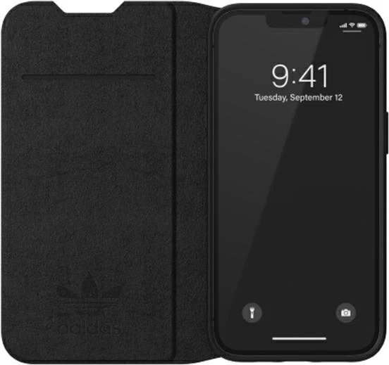 Mbështjellës Adidas OR Booklet Case BASIC për iPhone 13, 6.1", zi-bardhë
