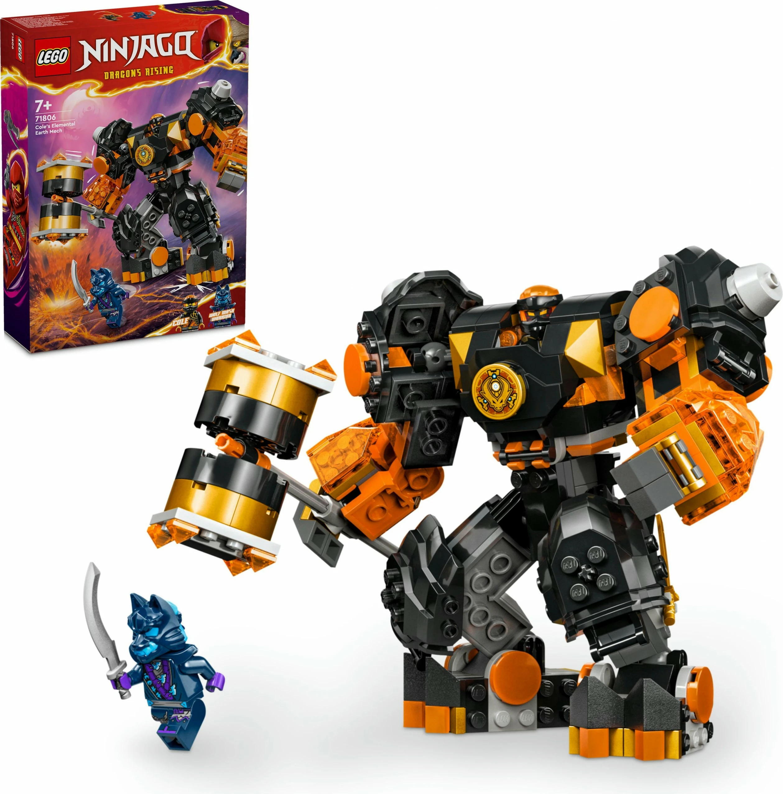 Set ndërtimi LEGO NINJAGO Cole's Elemental Earth Mech 71806, 235 pjesë, multikolor