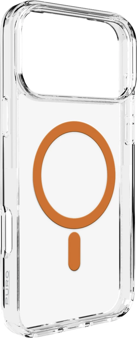 Mbështjellës Puro Lite Mag për iPhone 17 Pro, MagSafe, Transparent me rreth portokalli