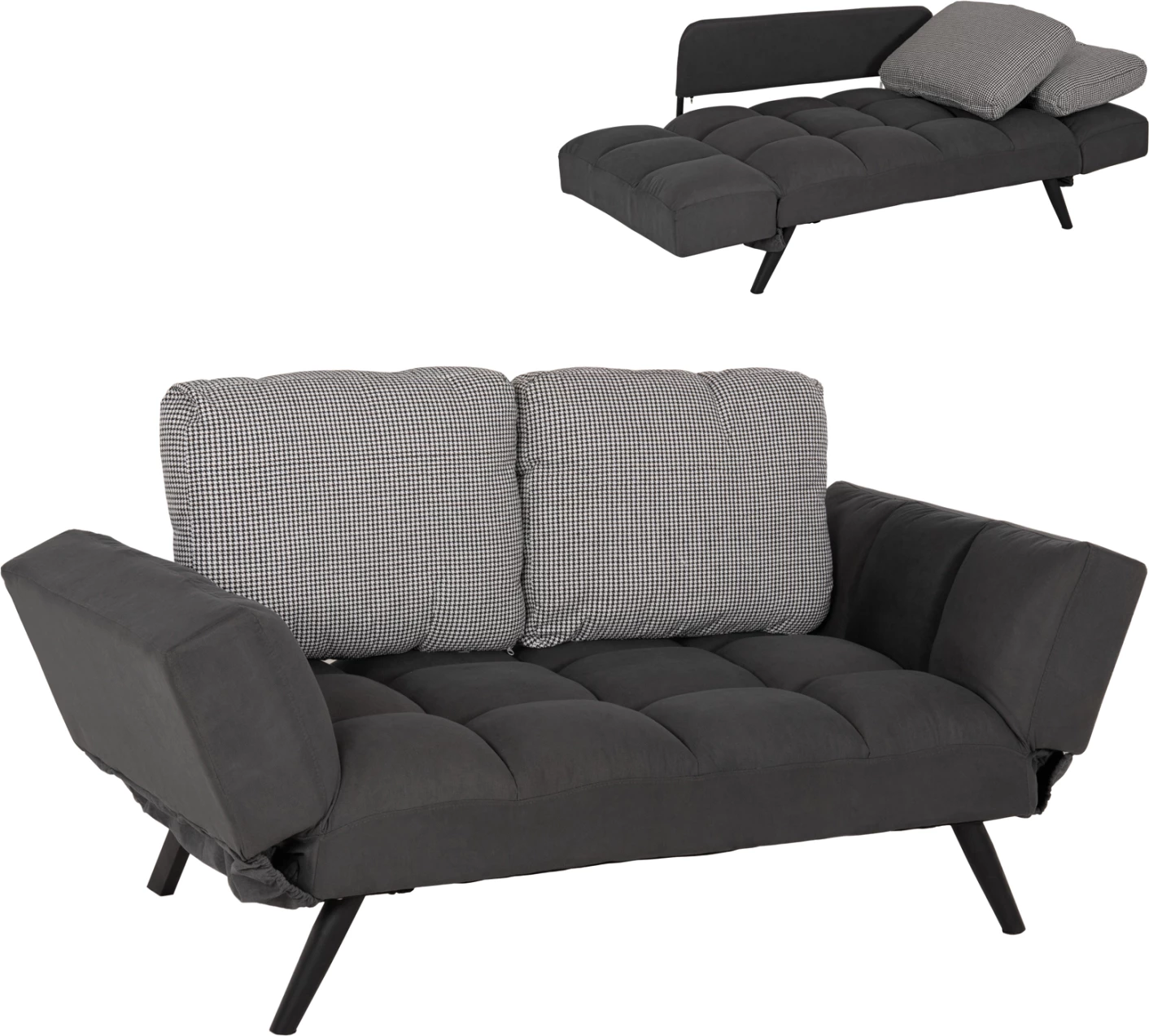 Divan 3 vendësh FH3169.01 GRI me Jastëkë 165-190x75x89Η cm