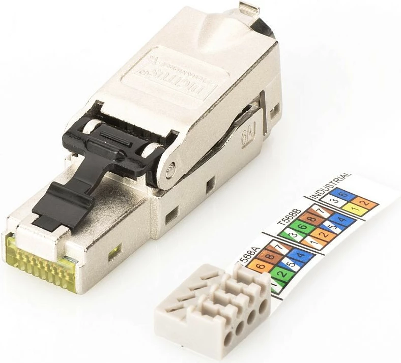 Plug modular RJ45 Digitus DN-93631, Category 6A, STP, 10GbE, PoE+, metal, pa vegla, me kapak