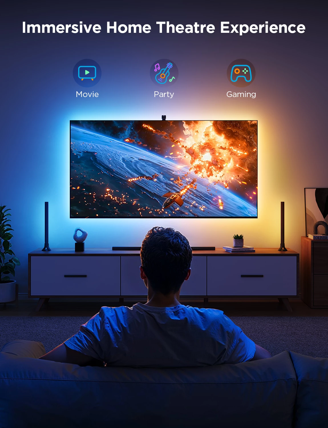 Set ndriçimi LED për TV Govee Envisual TV Backlight 3 Lite Kit 55-65\", RGB, me kamerë + 2 shufra drite