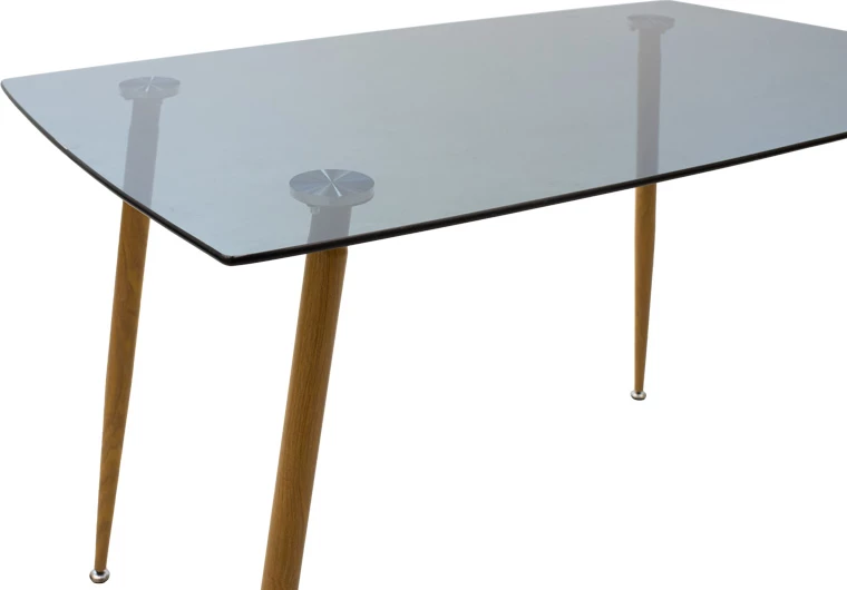 Set tavoline me karrige Chloe-Julita, 5 copë, xham antracit 8mm, këmbë natyrale, 120x70x75cm