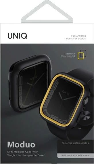 Mbështjellës UNIQ Moduo për Apple Watch 4/5/6/7/8/SE/SE2 40/41mm, zi dhe verdhë