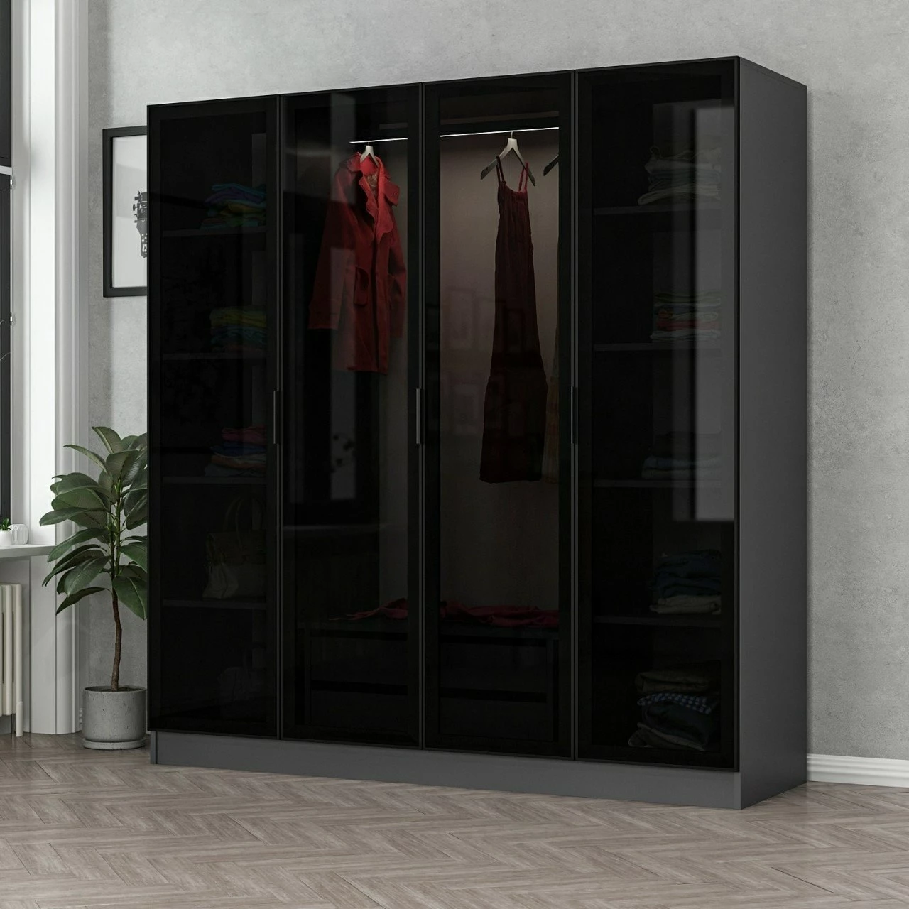 Dollap Skye Decor, anthracite e zi, 180x210x52cm