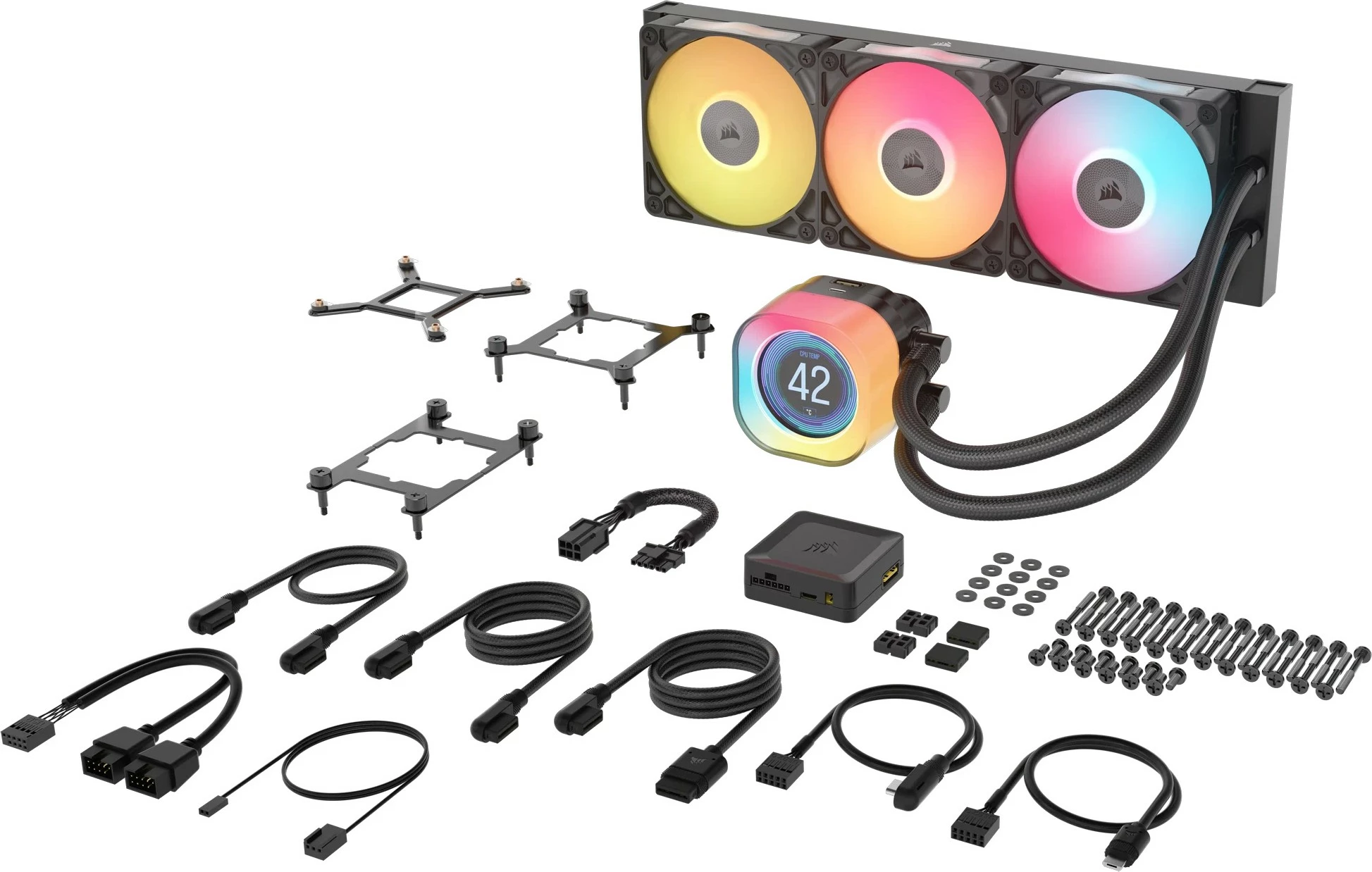 Ftohës procesori Corsair iCUE LINK TITAN 360 RX LCD, 3x12cm, RGB, i zi