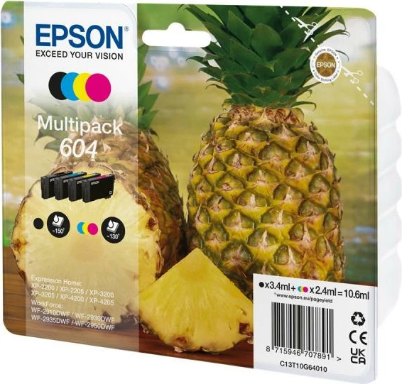 Patronë boje, Epson 604 (C13T10G64010), për Expression Home, origjinal, shumëngjyrëshe, multipack 4