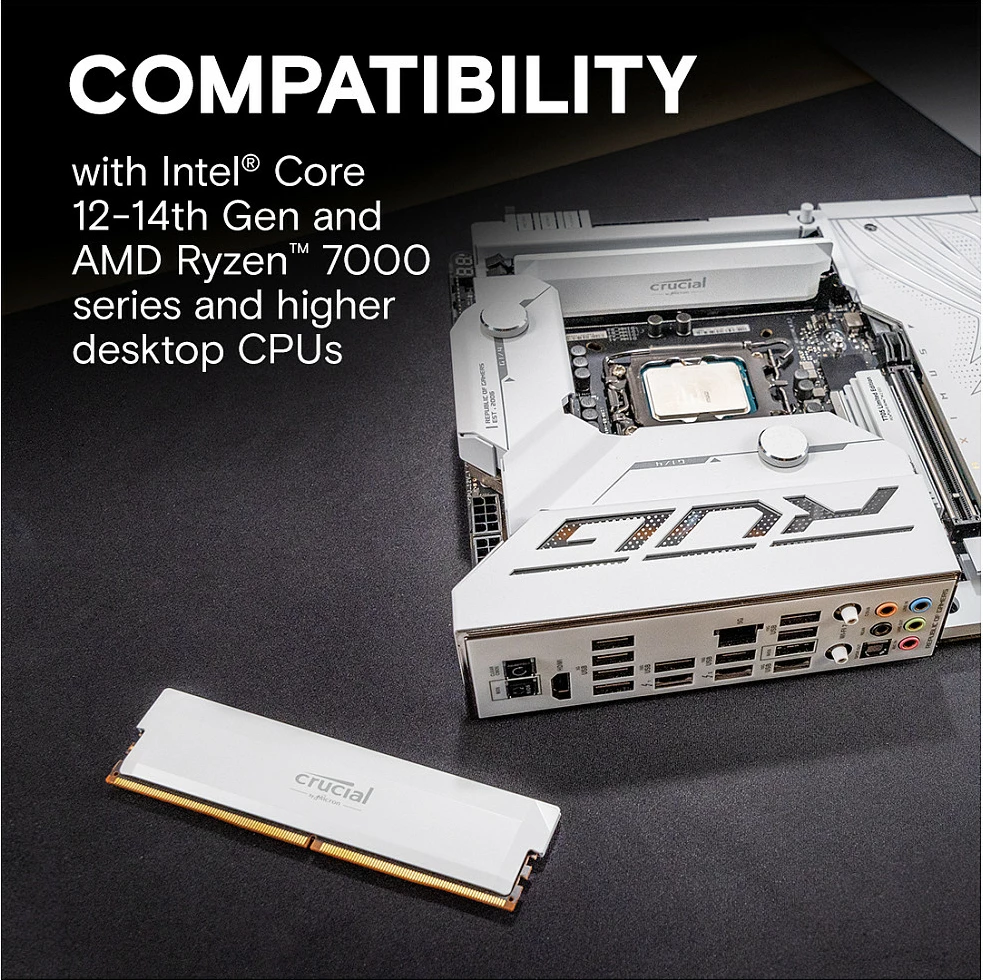 RAM Memorje Crucial 32GB (2x16GB) DDR5 6000MHz Pro Overclocking, bardhë