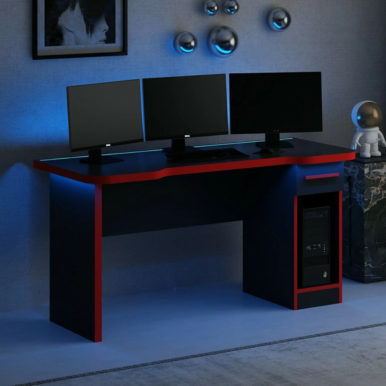 Tavolinë gaming Skye Decor, Phoenix 9, e zezë-kuqe