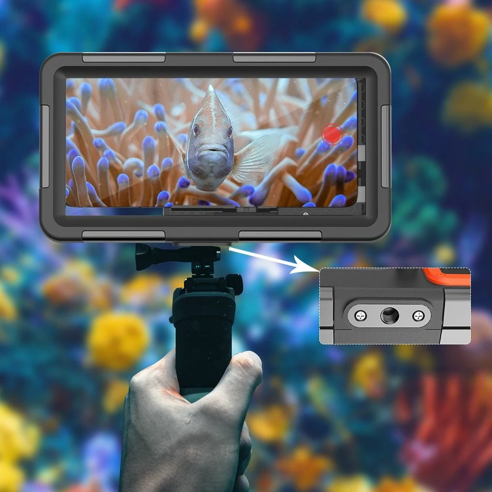 Mbështjellës Tech-Protect Waterproof Case IPX8 për celular 4.7-6.7 inç, zi dhe portokalli