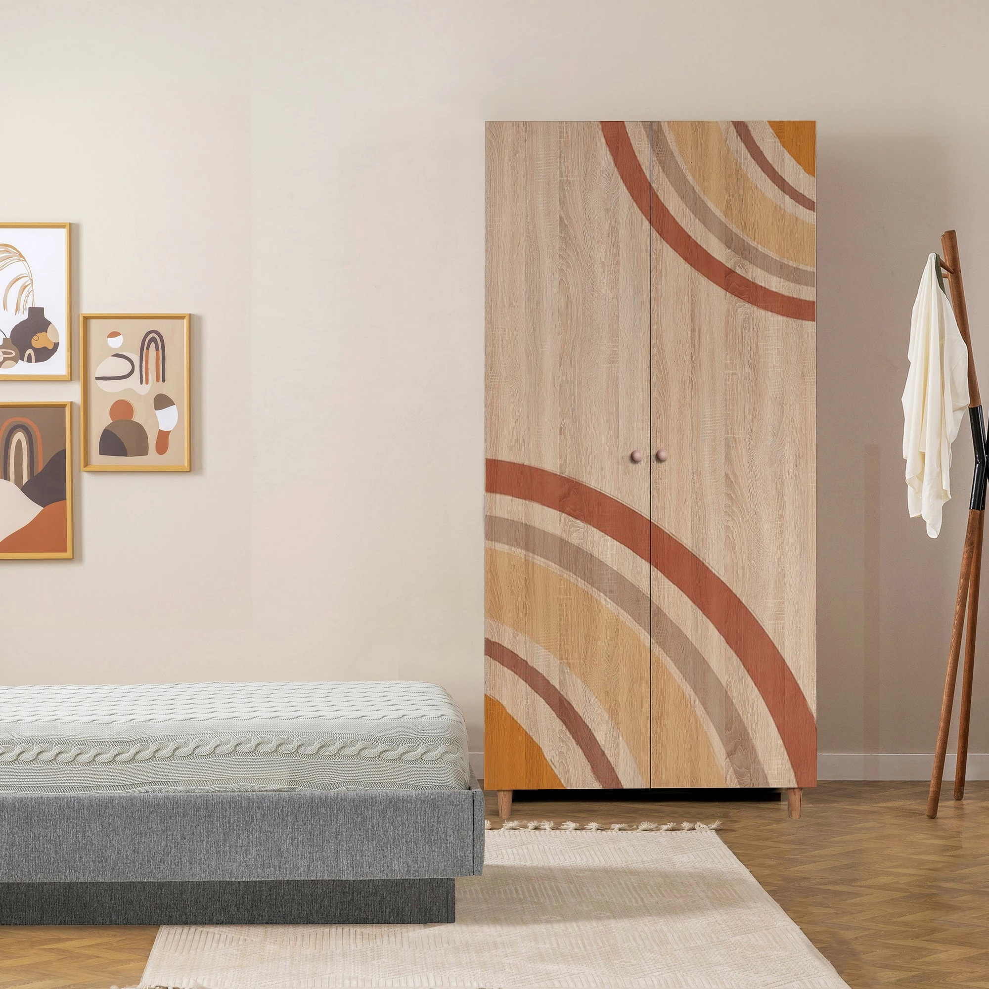 Dollap Lidya 2, ngjyrë sonomo, Skye Decor, 90x192x52 cm
