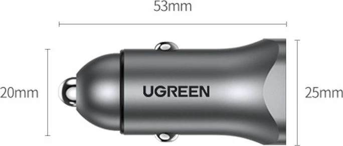 Karikues veture Ugreen CD130 20W 4.8A 1x USB-A + 1x USB-C (UGR1113GRY) argjendtë, 1 copë