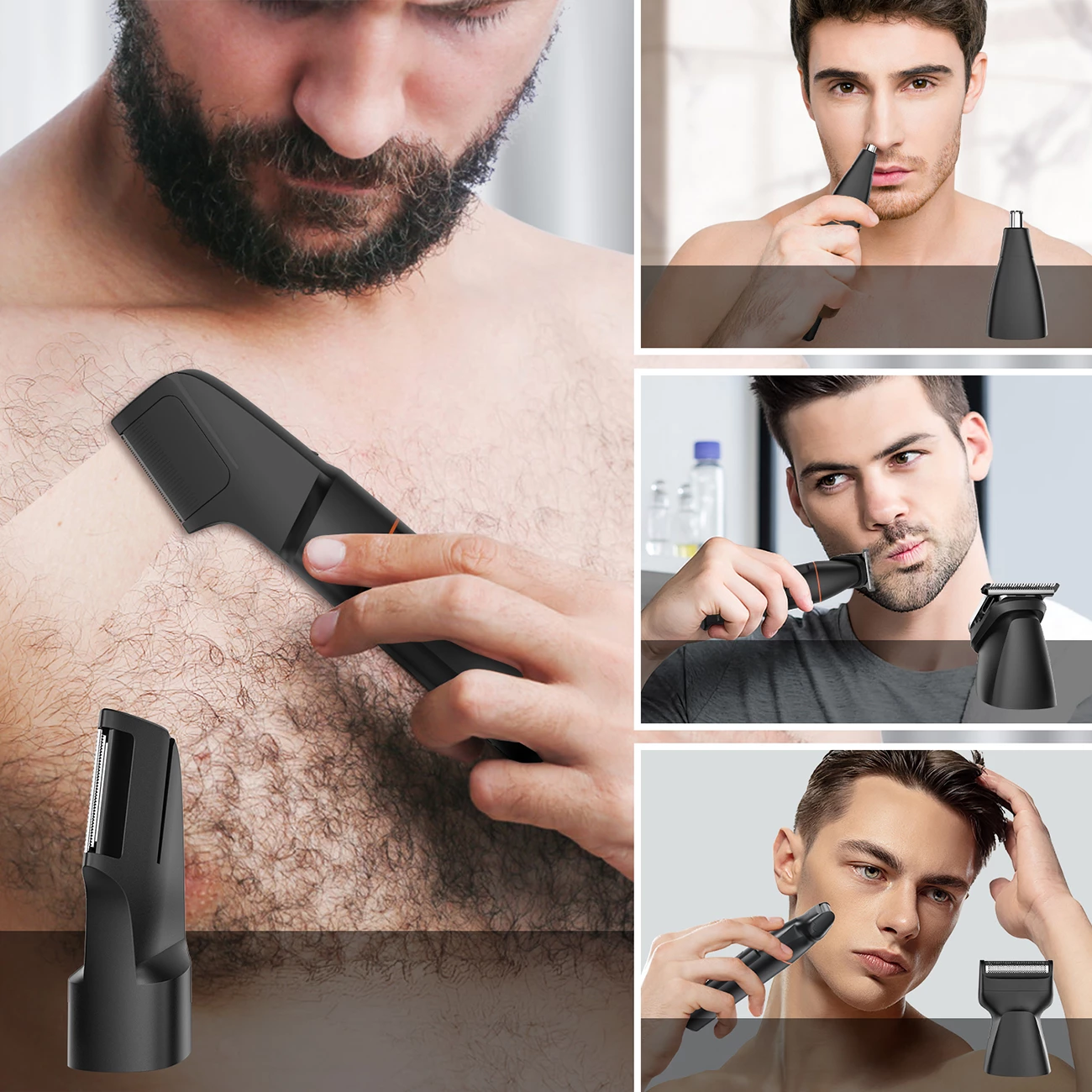 Makinë rroje multifunksionale MAXGROOM LK-881, IPX6, ekran LED, bateri 800 mAh, USB-C, set me maja zëvendësuese, e zezë