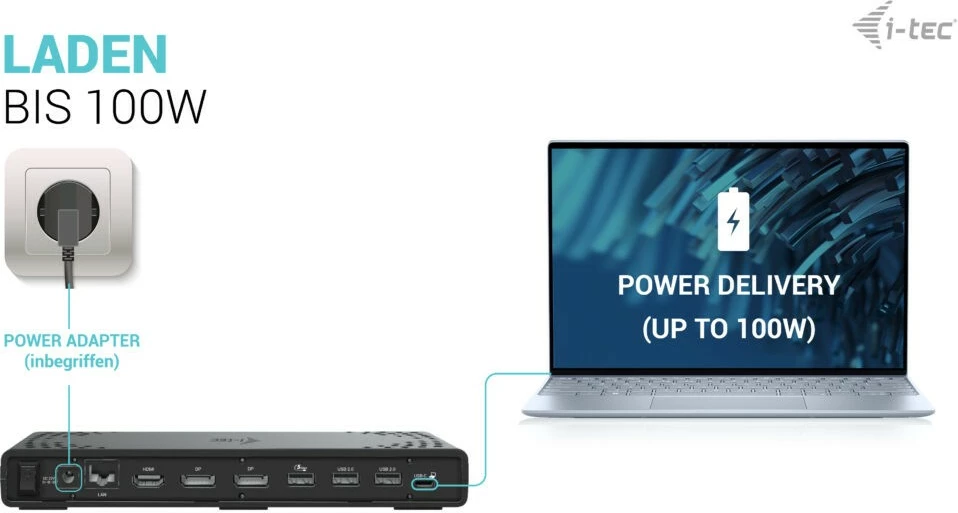 Docking station I-Tec USB-C Triple Display Gen 2, 100W, 3x monitor, e zezë