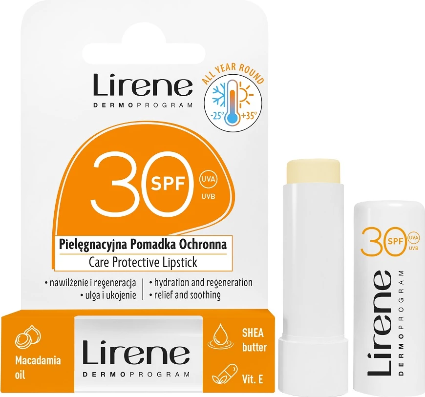 Balsam për buzë Lirene Care Protective SPF30 për femra, 4.6g