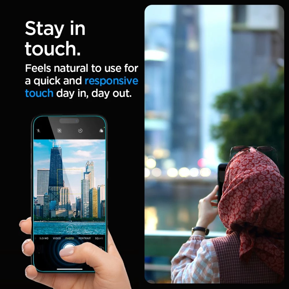 Xham mbrojtës Spigen Glas.tR EZ Fit Privacy për iPhone 15 Plus, Transparent