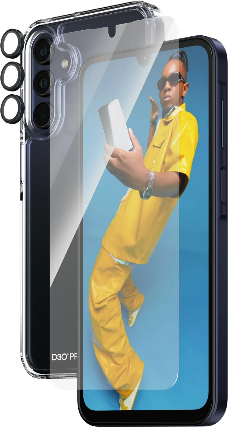 Mbështjellës PanzerGlass Samsung Galaxy A15/A15 5G, set 3-në-1, transparent