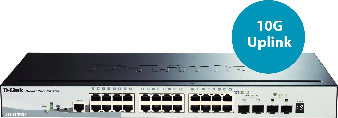Switch D-Link DGS-1510-28P, 24 porta Gigabit, PoE, Managed, L3, rackmount