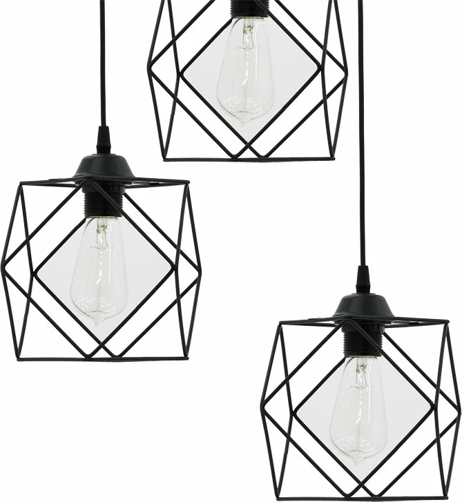 Dritë tavani me 3 llampa, ngjyrë e zezë, 30x30x90cm