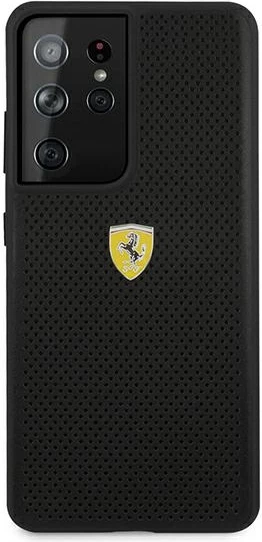 Mbështjellës Ferrari On Track Perforated për Samsung Galaxy S21 Ultra, i zi