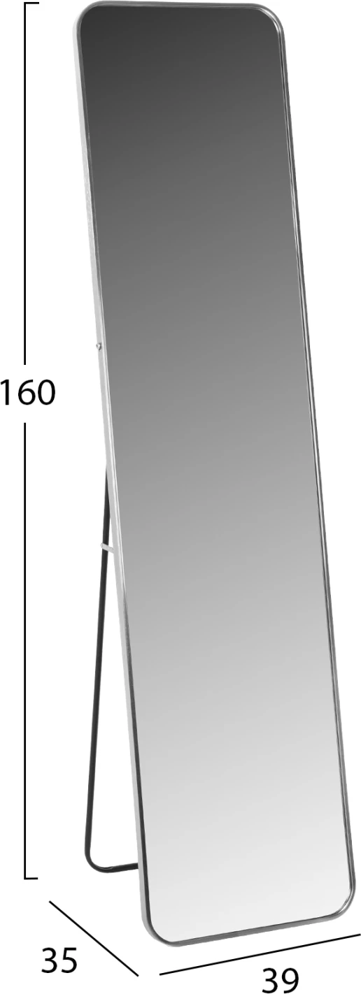 Pasqyrë dyshemeje BOELY FH9577.40 kornizë alumini ngjyrë argjendi 40x35x160H cm