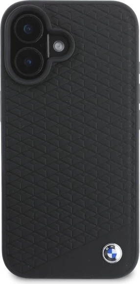 Mbështjellës BMW Sign Leather Diamond Metal Logo MagSafe për iPhone 16, i zi