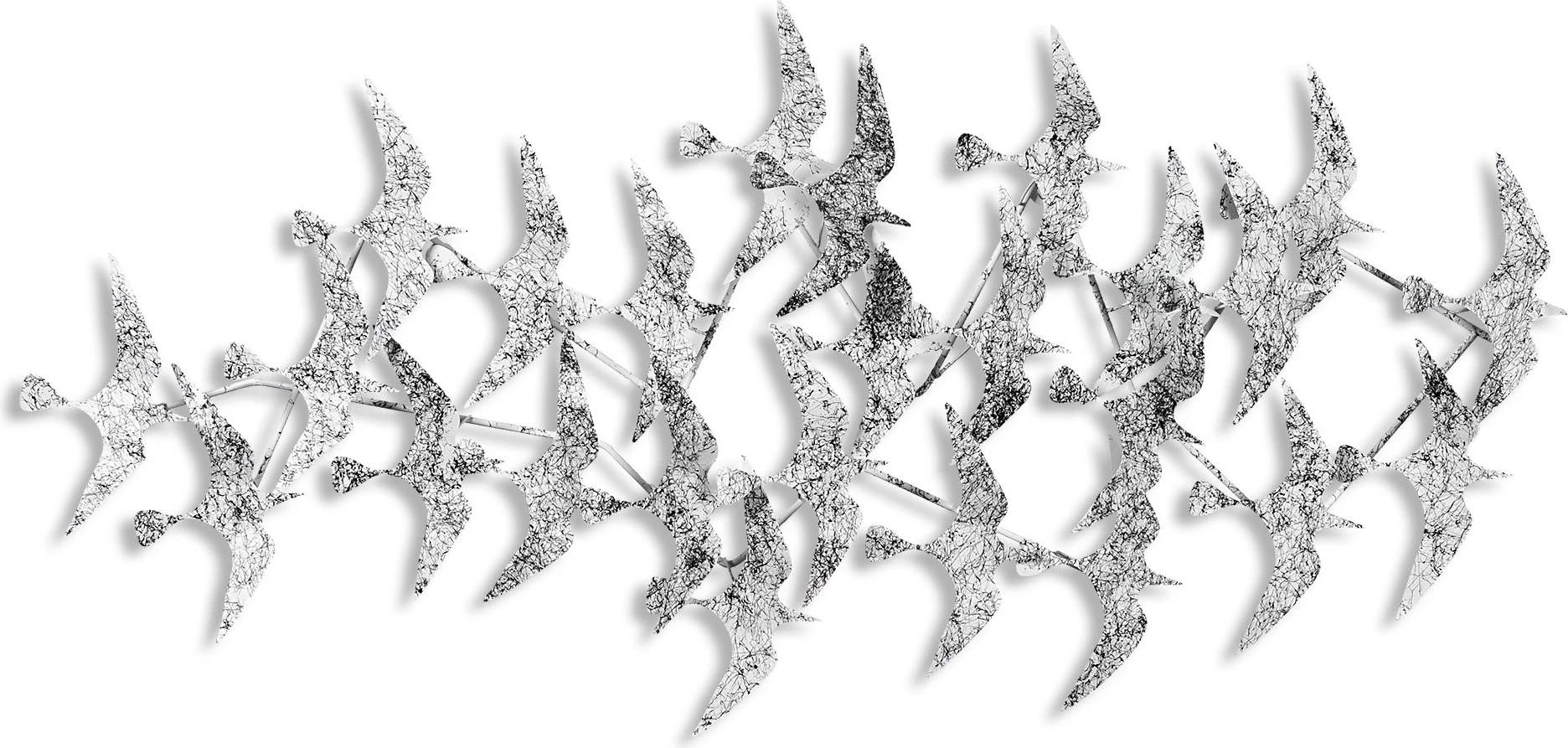 Aksesor dekorativ metalik për mur, Wallity Martılar 2, shumëngjyrësh, 59x124cm