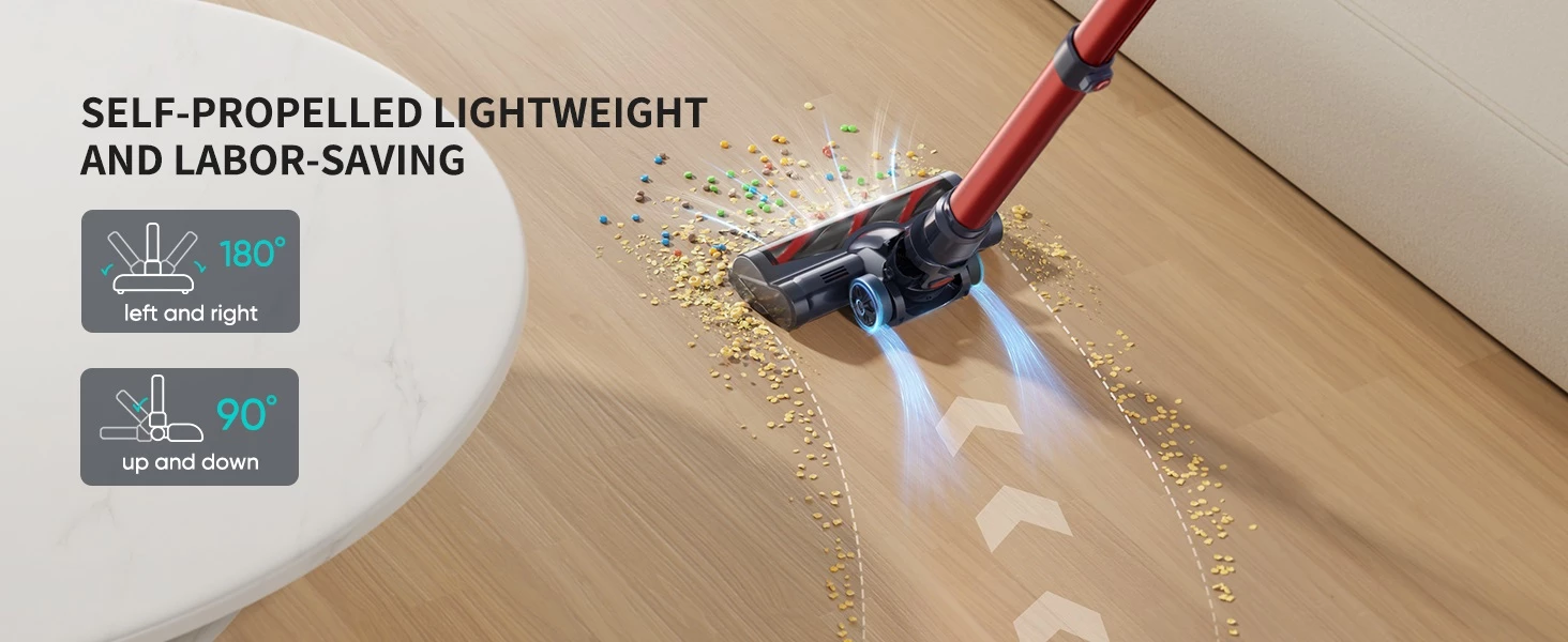 Fshesë me bateri vertikale Honiture S13 Pro, 450W, 38000Pa, 1.5L, deri 55 min, kuqe/zezë