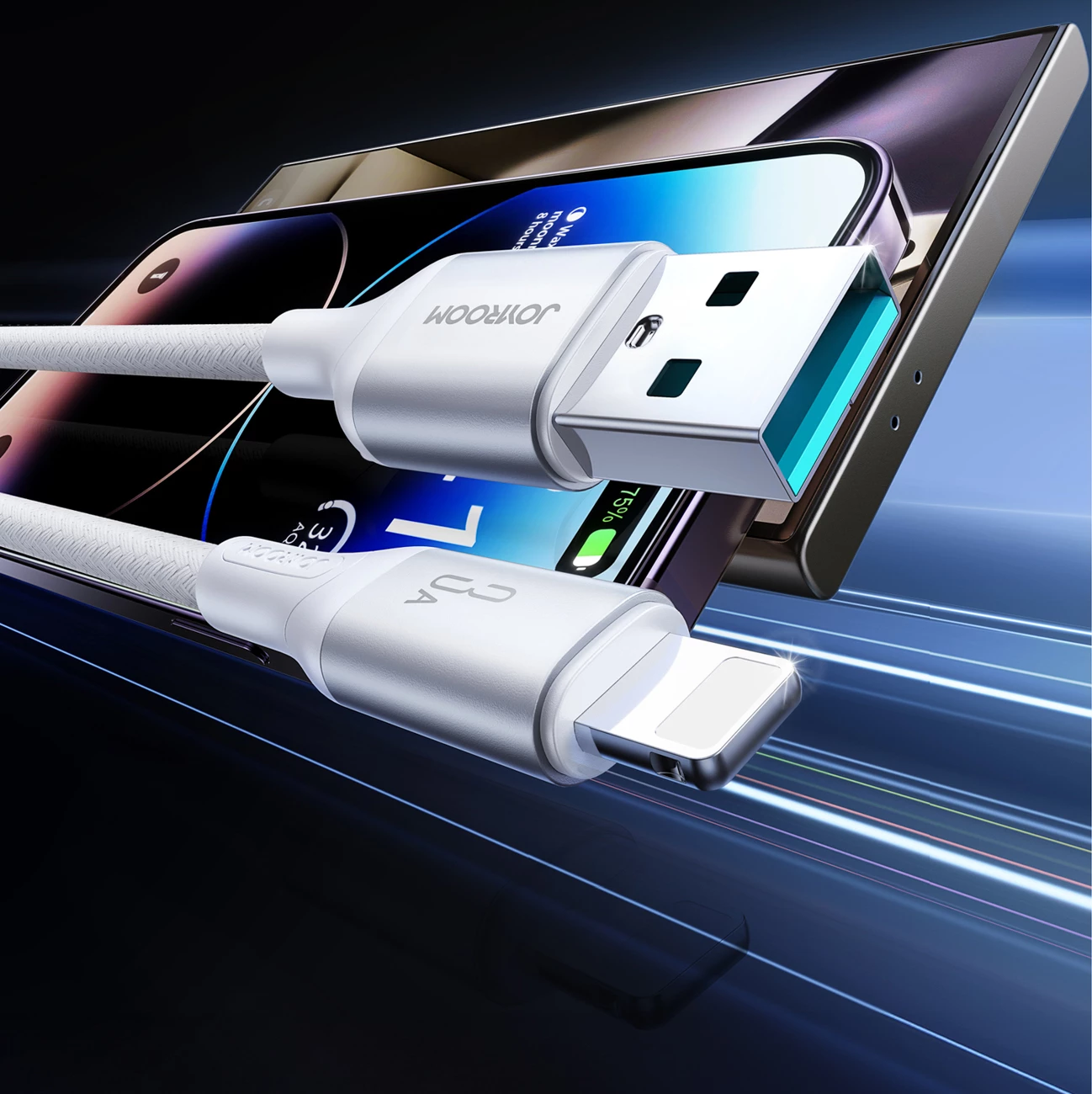 Kabllo Joyroom S-A28 Flash Series, USB-A në Lightning, 2m, 3A, Bardhë