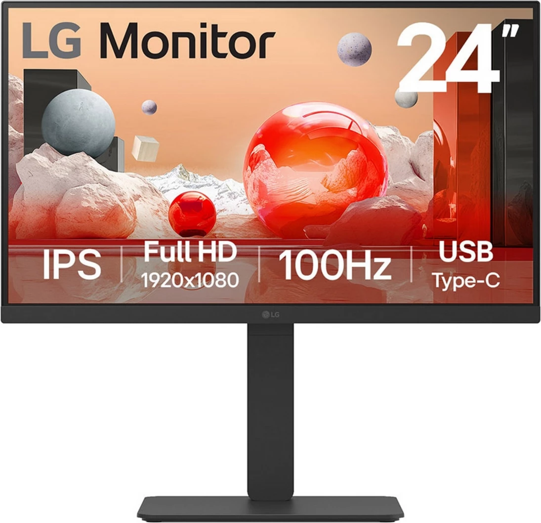 Monitor, LG, 24BA650-B, 24 inç, IPS, Full HD 1920x1080, 100Hz, USB Type-C, zi